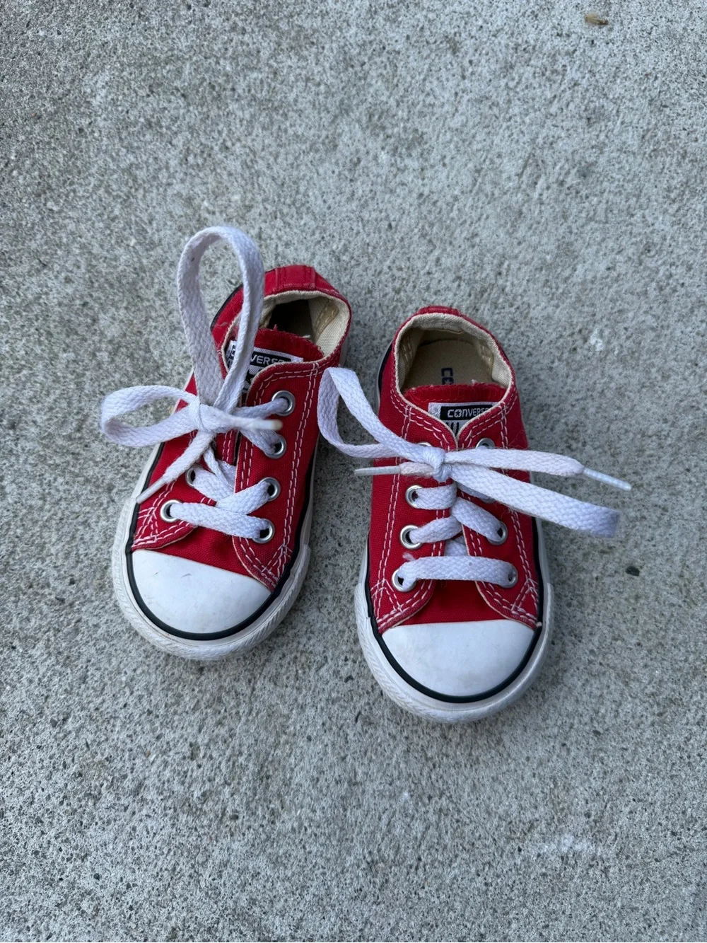 Converse Kids Red Low-Top Canvas Sneakers with White Laces